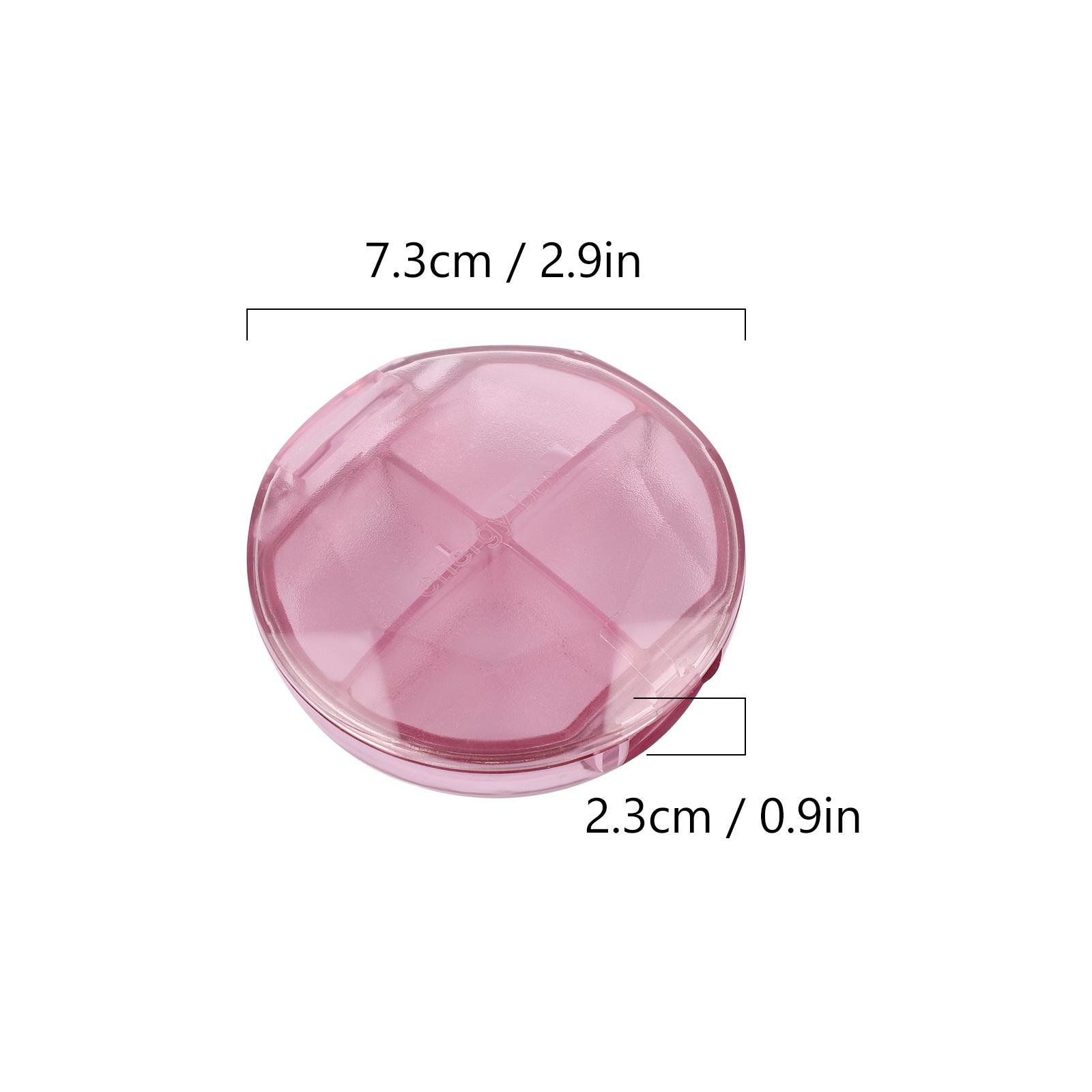

Portable Mini Pill Organizer 4 Compartments Travel Medicine Storage Case Lightweight Semi-Transparent Buckle Design For Outdoor рожевий
