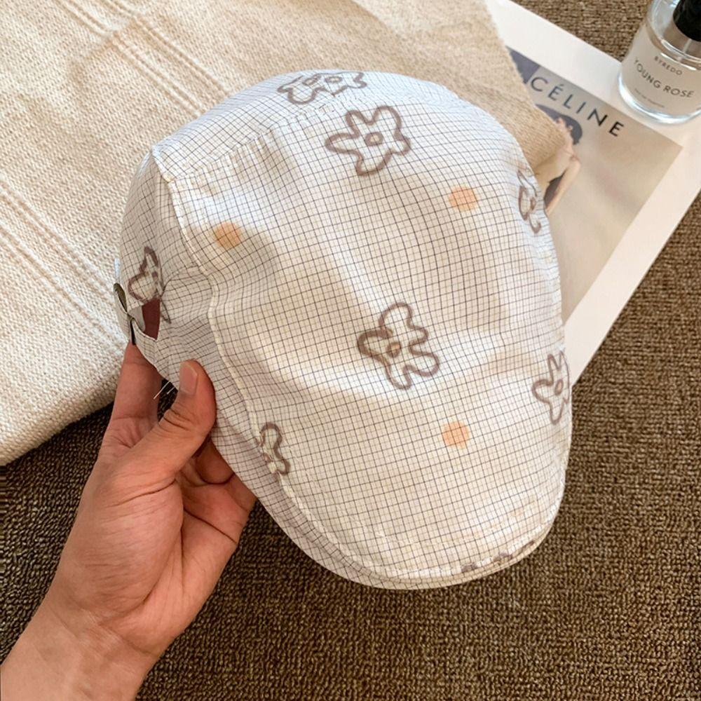 Cartoon Flower Beret Sweet Y2k Painter Hat Personality Octagonal Hat  Spring Summer