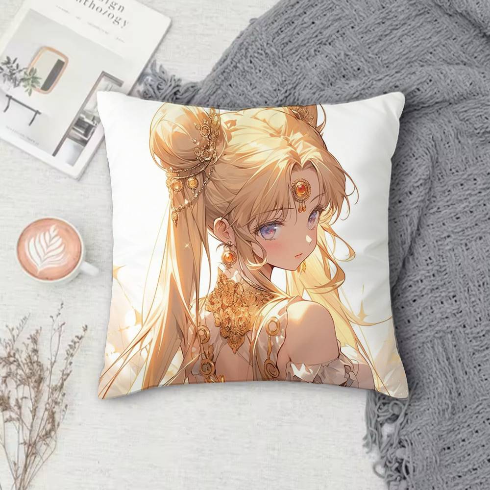 S-Sailor Moon Double-Sided Printed Square Pillow Cover Decorative Cushion Cover For Sofa Bedroom Bedside