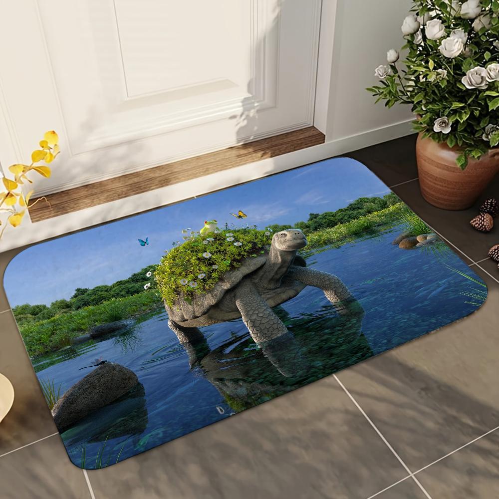 

1pc Turtle Bathroom Absorbent Mats Anti-Slip Mats Home Decor Supplies Carpets Home Kitchen Floor Mats 40x60cm