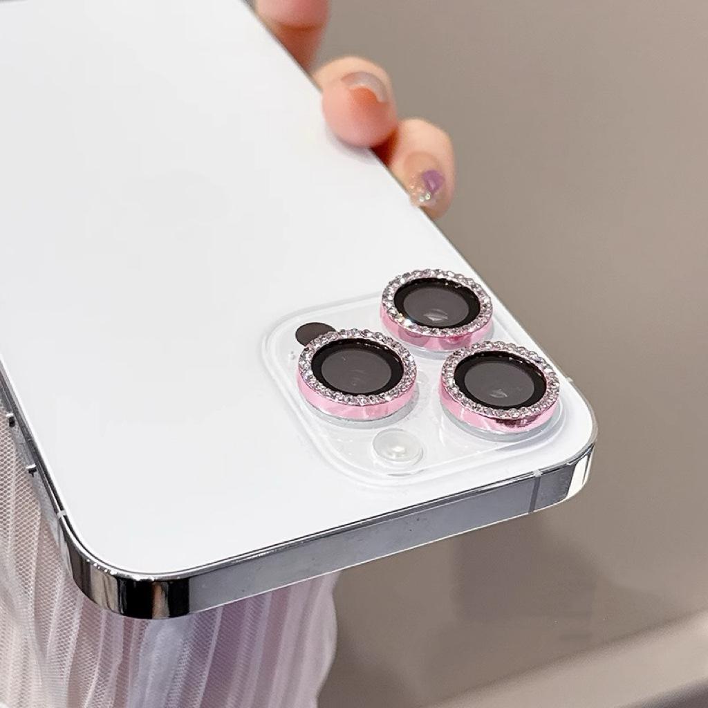 Luxus 2-3 Stück Kameraobjektivschutzhülle für iPhone 16 15 14 Plus 13 11 Pro Max 12 Mini 15plus Mädchen Glitzer Diamant Metall Schutzglasfolie