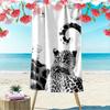 Leopard and Floral Black White Design Beach Towel Quick-drying for Travel Outdoor Sports Jogging Beach and Swimming