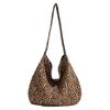 Leopard Print Handbag Clutch Bag Women's Armpit Purse Brown Jacquard Material Fashion Tote Bag 1 Piece