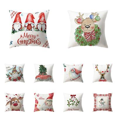 Merry Christmas Cute Santa Claus Print Pattern Cushion Cover Home Living Room Sofa Decoration Polyester Pillow Pillow Cover