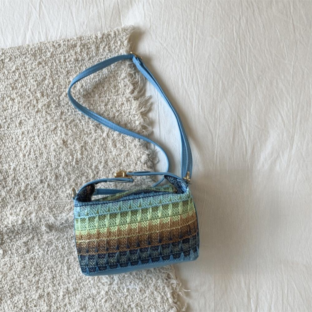 Fashion Ethnic Style Weave Crossbody Bag Casual Multifunctional Shoulder Bag Portable Handbag Women синий