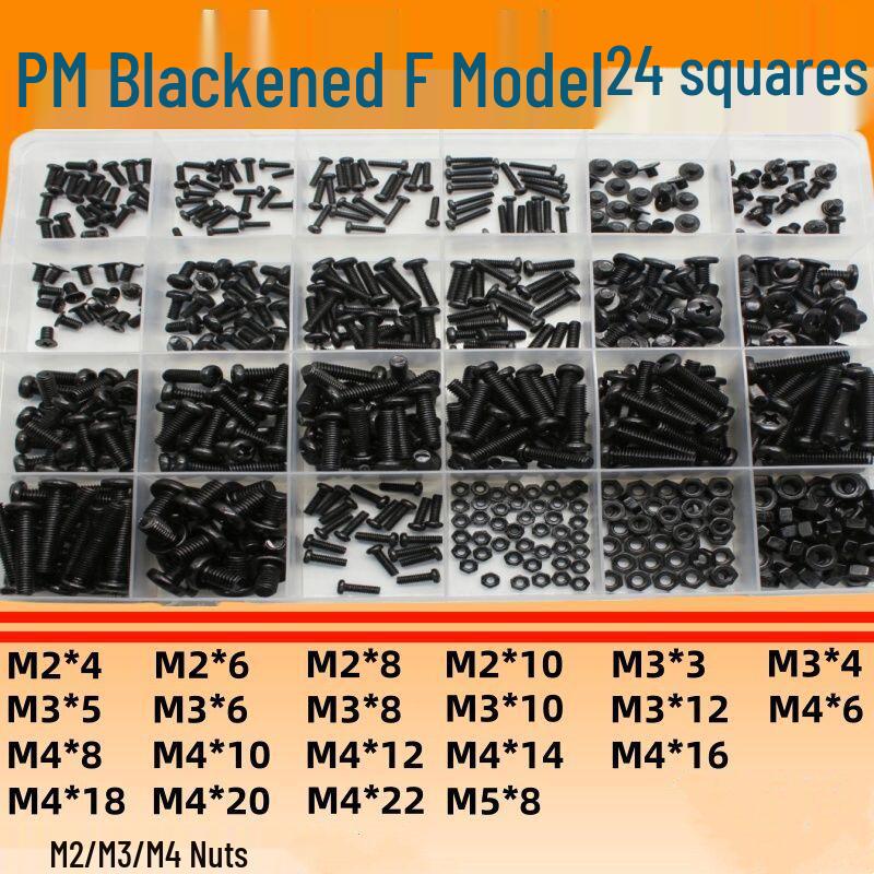 Black Round Head Phillips Screw Nut Set - PM Pan Head Machine Screws for Electronics & Computer Repair