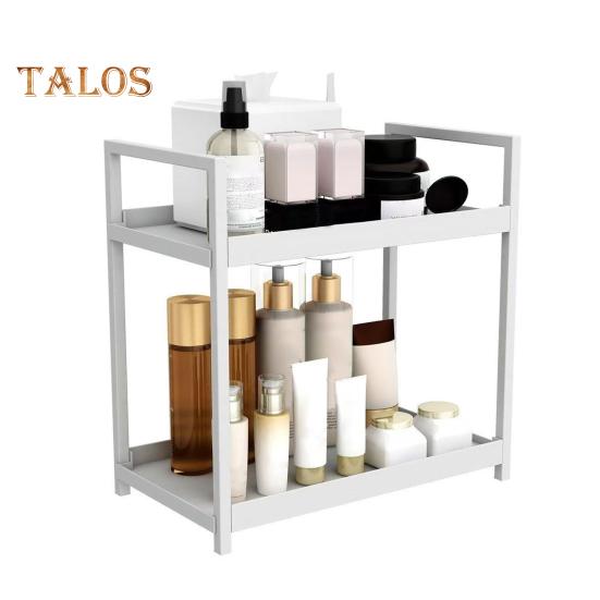 

Стеллаж для хранения на столешнице, двухслойный, прочный, металлический, для дома, офиса, гостиной, кухни, ванной комнаты, органайзер для косметики белый
