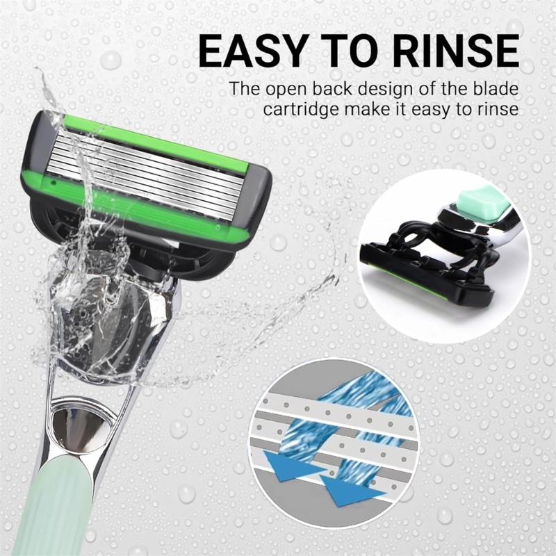Safety Razors Safety Shaving Razors Metal Razors with 5 Safety Razors Blades,Ecofriendly Razors with Ergonomic Handle