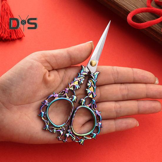 Vintage Carved Flower Scissors Heavy Duty Stainless Steel Sharp Blade Multipurpose Tailor Scissors DIY Embroidery Arts Crafts Crochet Yarn Needlework