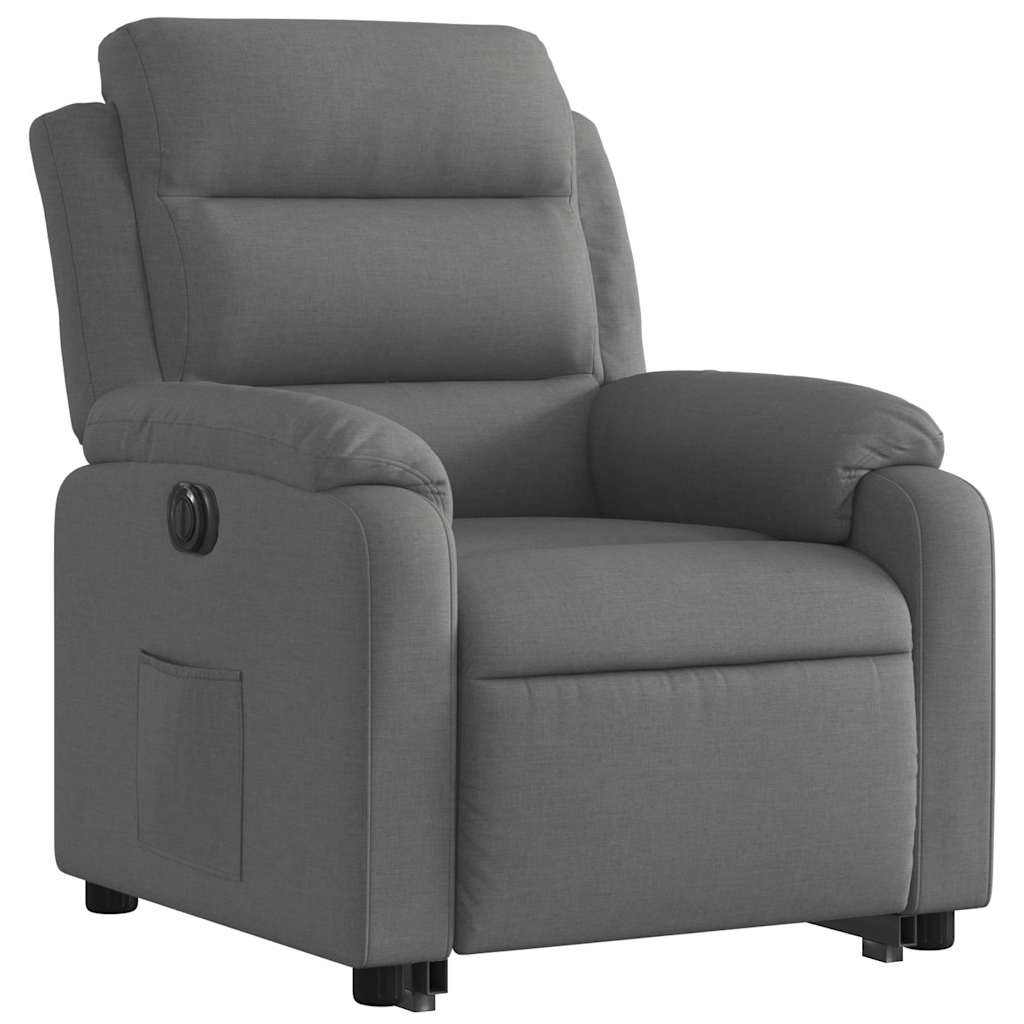 Electric Recliner Chair with Rising Function Dark Grey Fabric