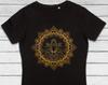 Lotus Mandala T-Shirt: Gold Henna Print, Organic Cotton Tee
