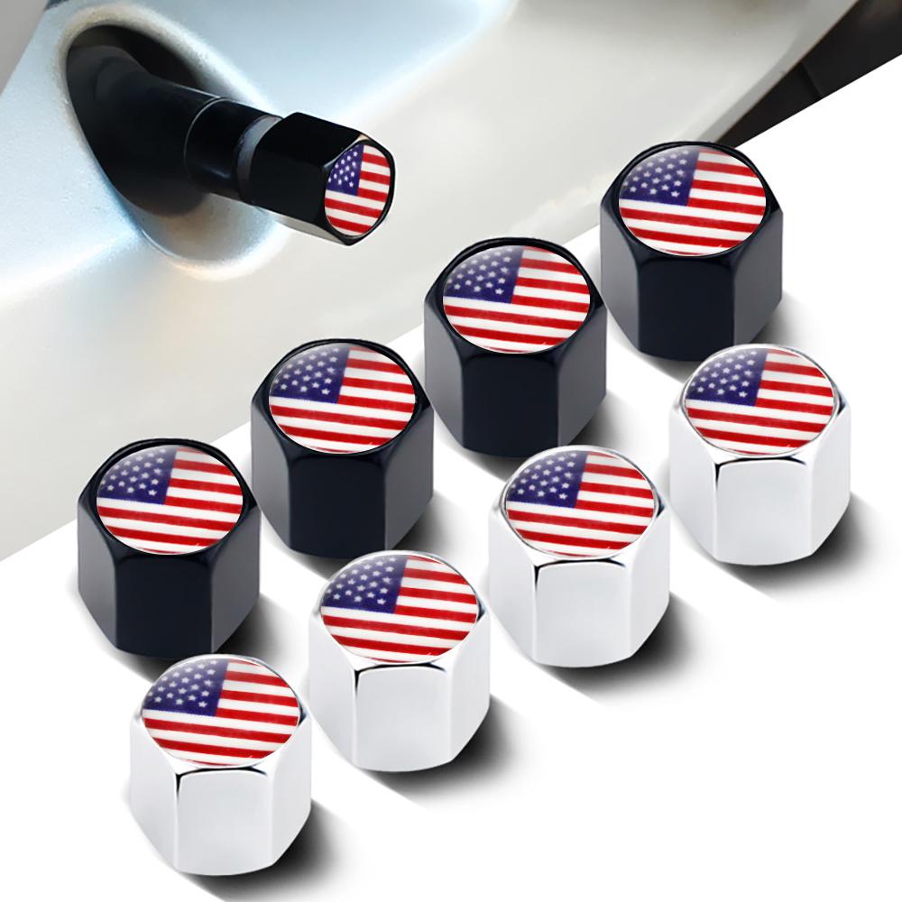 For Ford GMC Chevrolet 4PCS US Flag Car Wheel Air Cover Dust Proof For Chevy Cadillac Buick Car Air Valve Stem Caps