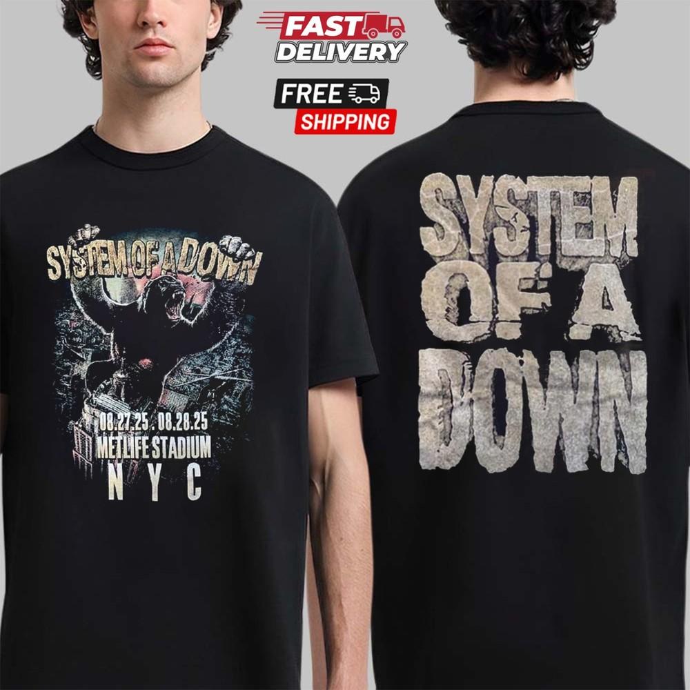 System Of A Down Tour T-Shirt MetLife Stadium NYC Aug 27-28 2025 Tour Shirt Unisex T-Shirt XXXL