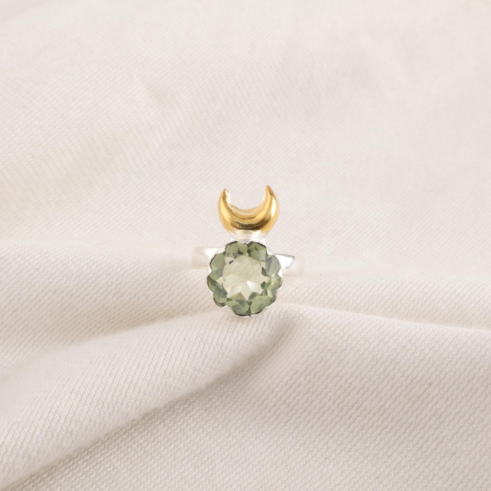 

Natural Green Amethyst Sterling Silver Promise Handmade Stackable Ring Jewelry RR-58-14 15