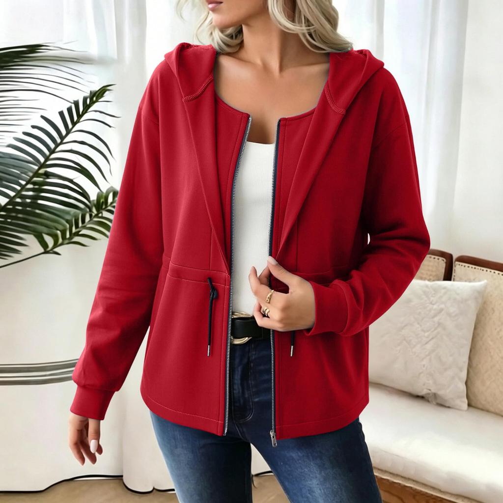 Women's Casual Zip-Up Hoodie Sweatshirt with Pockets