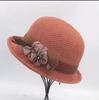 Fashion British flower top hat women's summer sunshade sunscreen hat French crimped sun hat outdoor mesh basin hat
