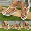 Sandálias Femininas com Salto Anabela Moda Primavera e Verão Sandália com Sola Grossa e Tira Ajustável Calçado Feminino para Praia e Uso Externo