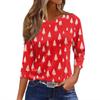 Women's T Shirt Christmas Print 3/4 Sleeve Daily Weekend Fashion Basic Round Neck Regular Top