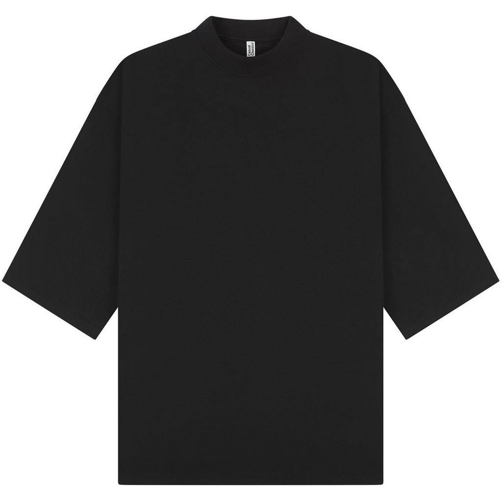 Casual Classics Unisex-T-Shirt für Erwachsene, Interlock, gekämmte ringgesponnene Baumwolle, verlängerter Ausschnitt, übergroß