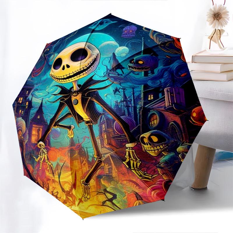 Albtraum vor Weihnachten, Jack Skellington Motiv, Automatisches Öffnen und Schließen, Helles 8-Speichen, Tragbarer Schirm, Geeignet für Männer