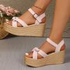 Thick Bottom Wedge Sandals Women White Cross Strap Chunky Platform Sandals Woman Summer Fashion Ankle Strap High Heel Sandalias