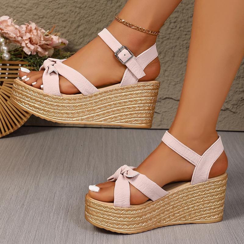 Thick Bottom Wedge Sandals Women White Cross Strap Chunky Platform Sandals Woman Summer Fashion Ankle Strap High Heel Sandalias