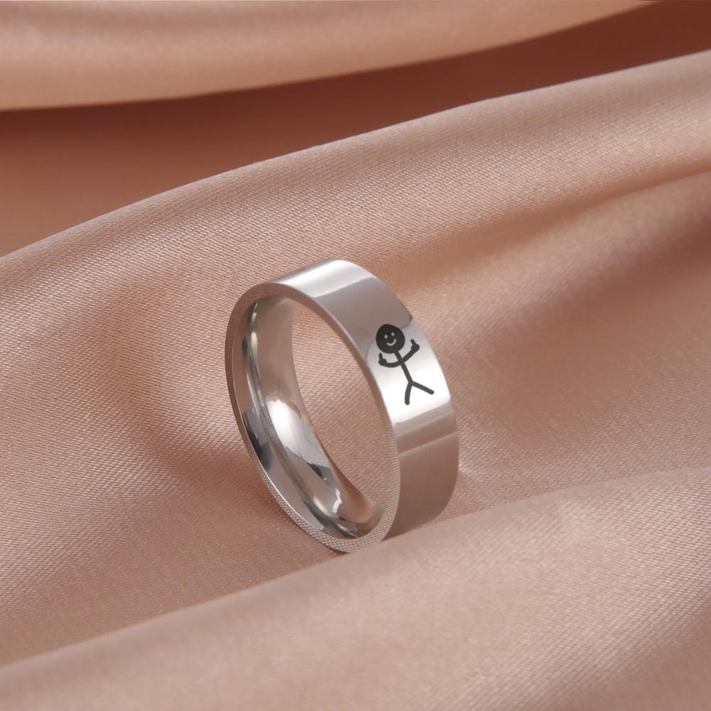 8MM Ladies Cartoon Smile Face Rings Jewelry