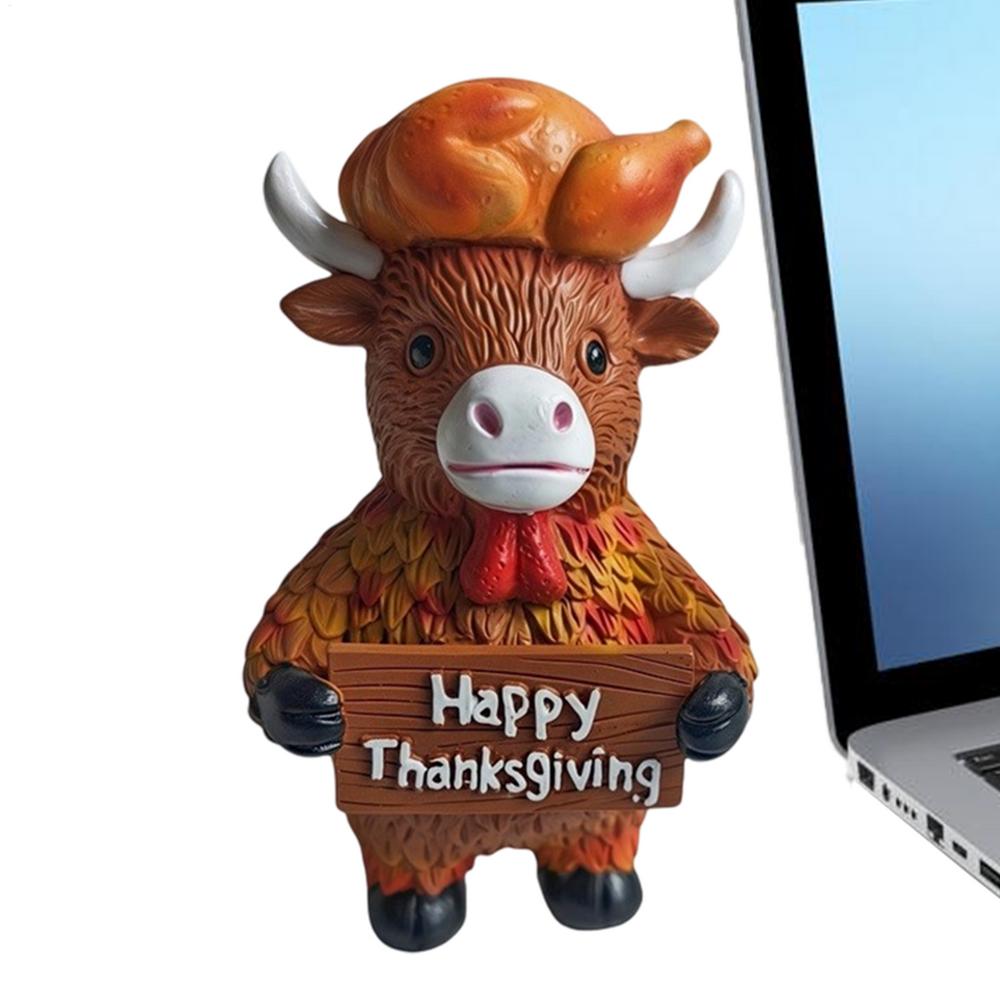 Фигурки коровы на День Благодарения Смола Осенние украшения на День Благодарения Сезонные украшения Для сада Прихожей Дома День рождения Праздник