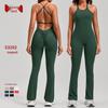 Adjustable Strap Flare Bodysuit Yoga Wear - European & American Sports Fitness Jumpsuit