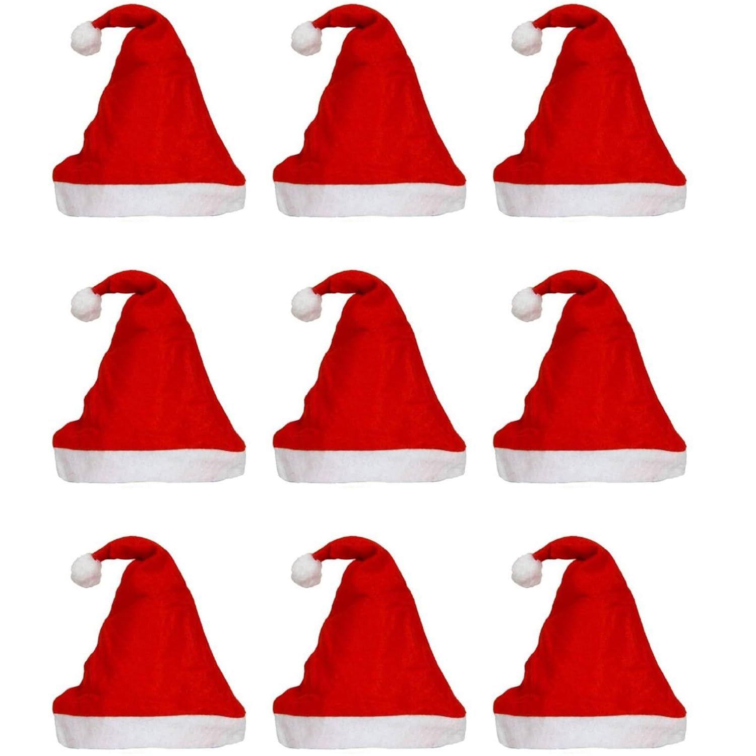 

Red White Velvet Classic Fur Merry Christmas Caps Santa Claus Xmas Hats for Kids Babies Adults