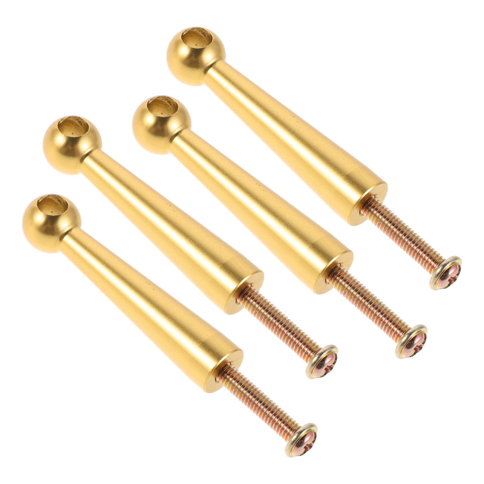 

4Pcs Metal Furniture Post End Caps Gold Decorative Cabinet Spindles Glass Railing Brackets Shelf Connectors Serving Cart 5x1.1x1.1cm