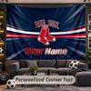 Wall Hanging Tapestry Custom NameBoston Red Sox Pattern Personalized Printed Fabric Wall Decor