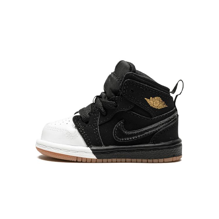 Jordan Air Jordan 1 High top Toddler Shoes Black White Gold Infant And Toddler 644507-021 23.5