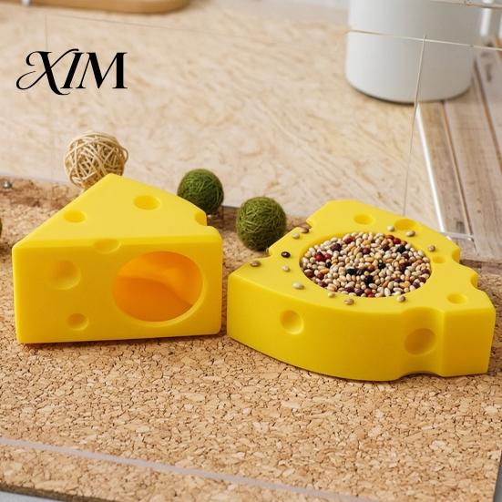 Comfortable Small Pet Shelter Cheese Hamster Hideout, Funny Cave House, Breathable House Food Bowl, Cage Accessory for Gerbils, Guinea Pigs Shaped