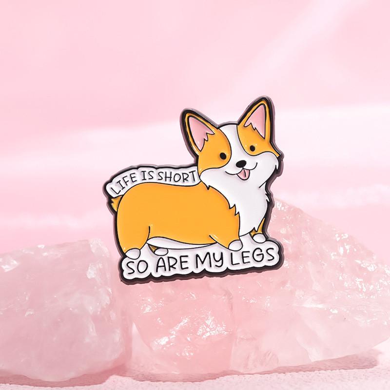 Letter Corgi Delightful Brooch Pin Vibrant Cartoon Design Versatile Accessory Fashion