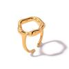 Fashion Vintage Unique Circle Motif Ring Melted Texture Detail For Women Gold Color Texture Temperament Jewelry Gift