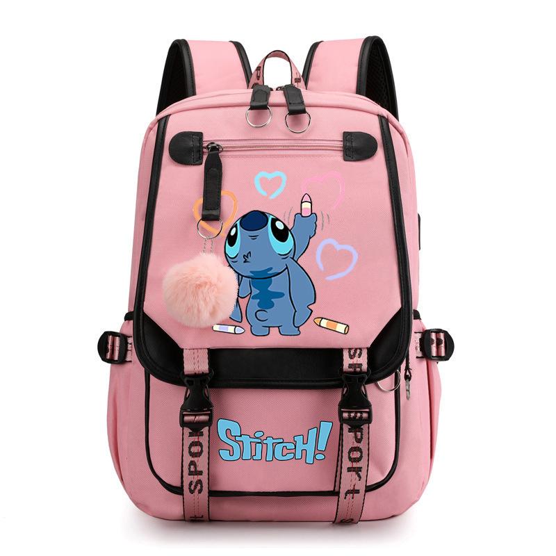 Cute Cartoon Printed Schoolbag Junior High School Student High School Student With Usb Multi-Function Student Schoolbag