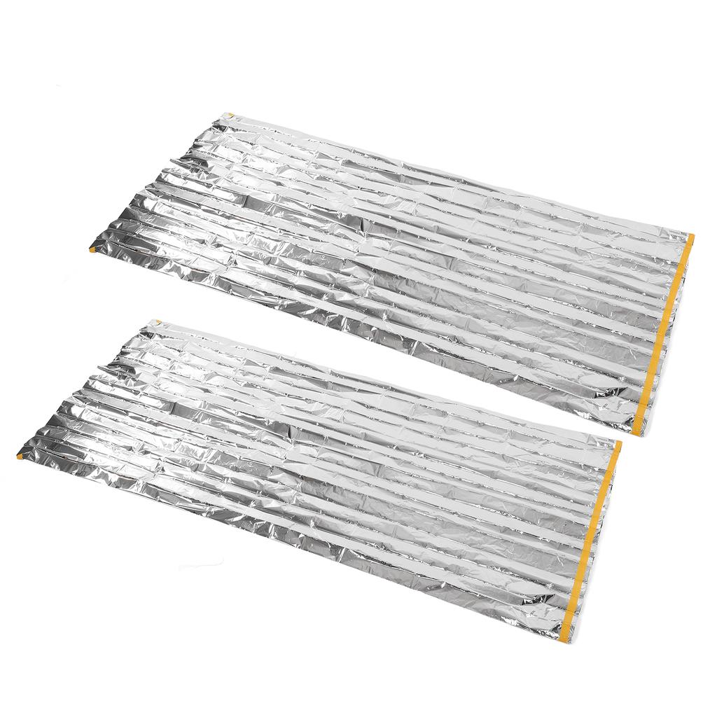 2PCS Emergency Blankets 200x100cm Foldable Space Blanket Sun Protection Tear Resistant Survival Blanket for Camping