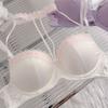 Sweet Coquette Halter Choker Satin Lace Bra Set, Push Up Inner Outer Wear Young Women Lingerie Set