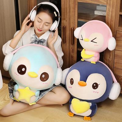 Down Cotton Soft Earphones Penguin Plush Toy Doll Antarctic Penguin Throw Pillow Children Sleep Holding Doll