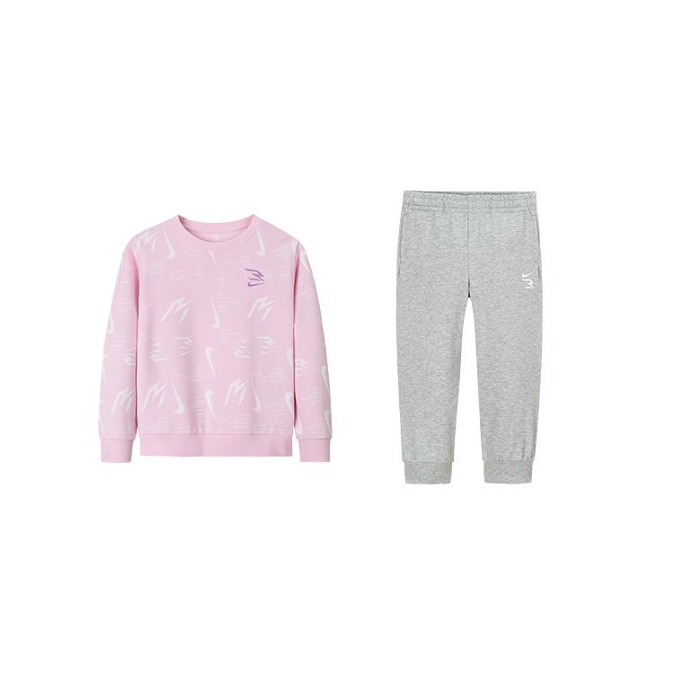 Nike Casual Sports Suit Soft Comfortable Stylish Versatile Solid Color Kids Suits Cherry-Blossom-Pink N32512375GS-004