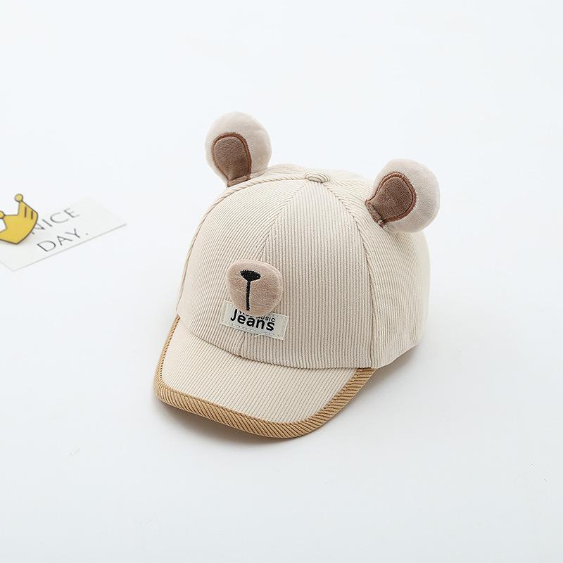 Cartoon Bear Ear Baby Baseball Hat Spring Cotton Toddler Boy Girl Duck Tongue Cap Korean Solid Color Kids Sun Visor Hats
