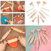 Wooden Pasta Rolling Pin With Textured Surface For Kids Diy Craft And Play