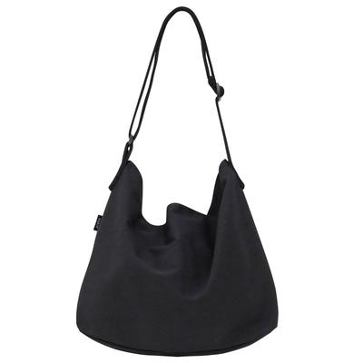 Tote Bag Shoulder Bag for 4 Zipper Simple Large Size [pieka] Women, Canvas, Pockets, Closure, Design, (Black)