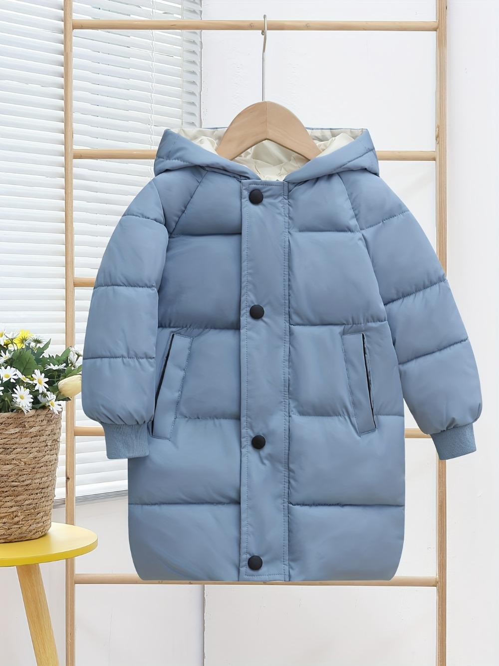 

Детская куртка Color Clash с капюшоном, ветрозащитное теплое пальто на молнии, одежда для мальчиков для зимнего отдыха на открытом воздухе 120cm павлин голубой