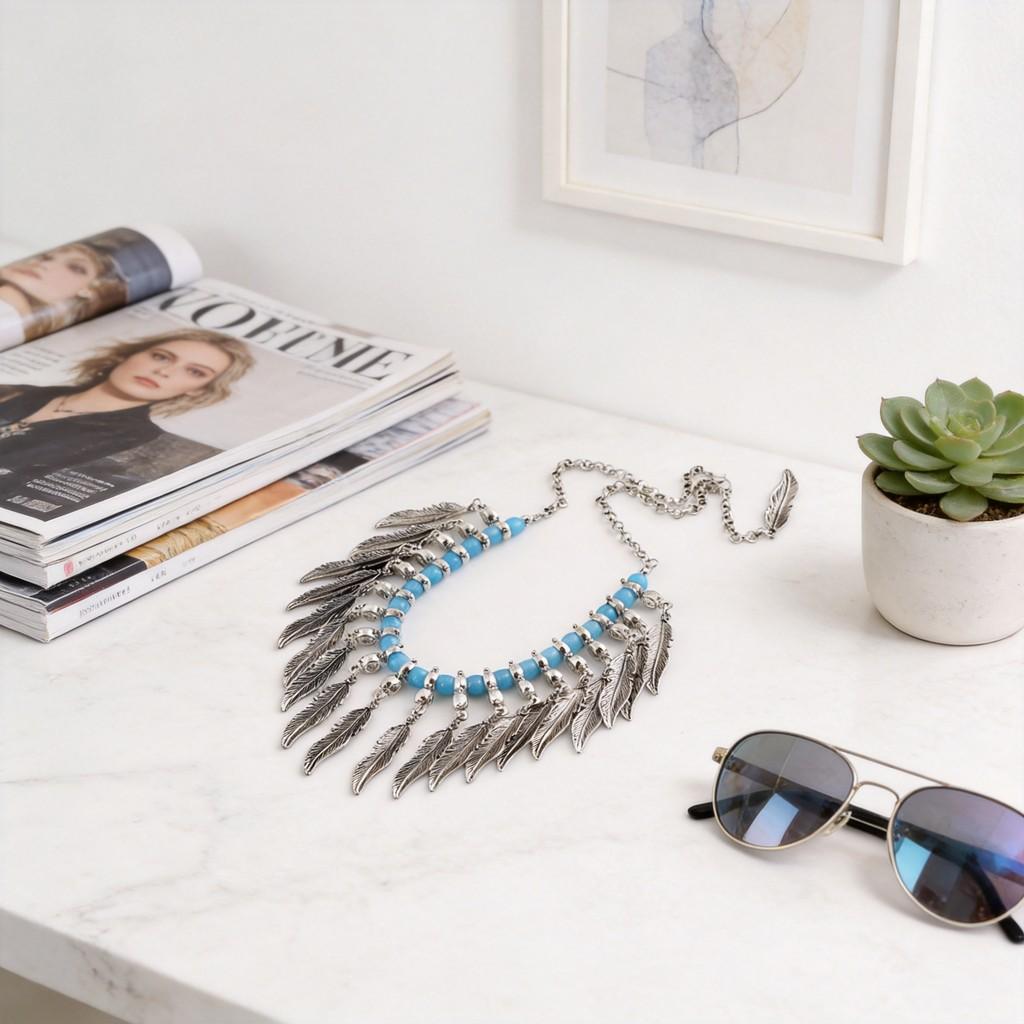 With Alloy Metal Leaf Pendant For Women Fashion Jewelry