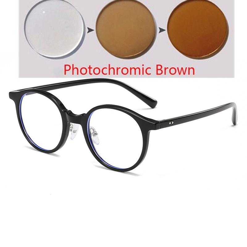 Leopard Frame Round Shortsighted Prescription Lens Eyeglasses TR90 Material Anti Blue Rays Student Minus Diopter Eyeglasses 0 -0.5 -0.75 To -6.0