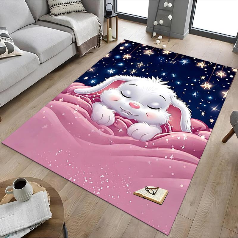 1PC Sleeping Bunny Extra Large Non-Slip Floor carpet, Office, family, bedroom, Studio - Large Area RugJ0321