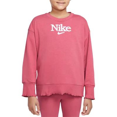 Nike Casual Comfortable Solid Color Warm American Letter Print Long Sleeve Sweatshirt Kids Sweatshirt Pink DJ5827-622