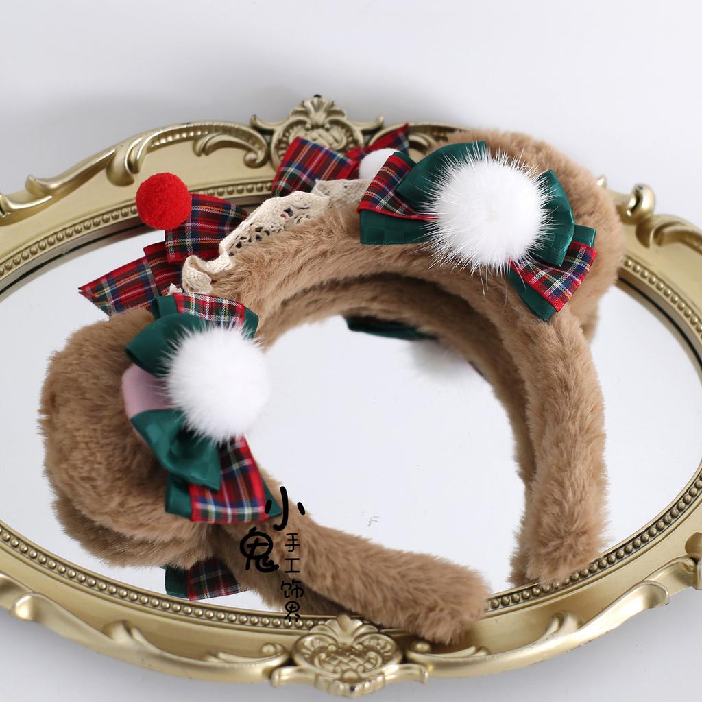 Lace Headgear Top Hat Flat Hat Christmas Cos Hair Accessories Original Christmas Lolita Bow Headband